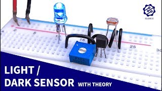 Light Sensor circuit on Breadboard  Darkness Detector  LDR amp Transistor Projects [upl. by Yvel888]