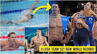 Team USAs win gold with world record swimming race in mixed 4x100M medley relay Paris Olympic 2024 [upl. by Gentilis]