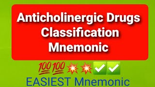 CLASSIFICATIONS OF ANTICHOLINERGICS DRUGS WITH MNEMONIC EASY TRICK [upl. by Ghassan]