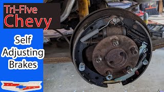 How to install selfadjusting drum brakes on any car or truck with 11quot Bendix brakes TriFive Chevy [upl. by Alesandrini]