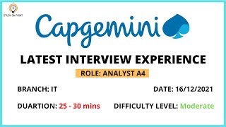 CAPGEMINI LATEST Interview Experience  Role Analyst A4 [upl. by Ursel]