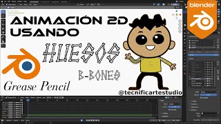 Rigging y Animación 2D usando huesos BBones Blender Grease Pencil TUTORIAL [upl. by Sephira]