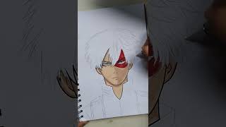 Desenho Esfumado vs Colorido shorts anime drawing artwork desenho draw dibujo todoroki art [upl. by Atlee]