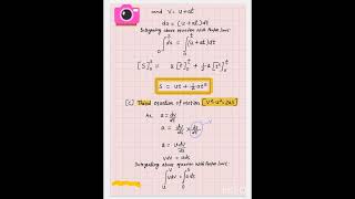 Derivations of Equations of motionchapter 2 Class 11KanwalPhysics [upl. by Euqinimod]