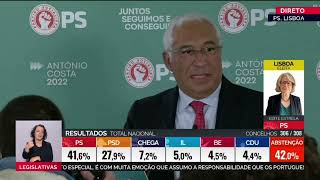 PS Vence Eleições  António Costa  Legislativas 2022 [upl. by Arnuad]