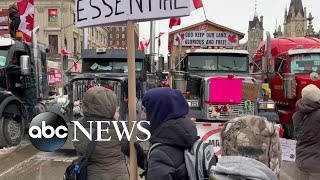 Ottawa hopes to silence protesting truckers’ honking horns [upl. by Yvehc]