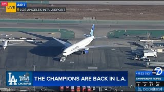 Dodgers arrive in LA as World Series champions [upl. by Perusse]