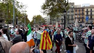 Barcelonas Green amp White  Celtic fans warming up  Plaça de Catalunya 23102012 HD [upl. by Mauceri]