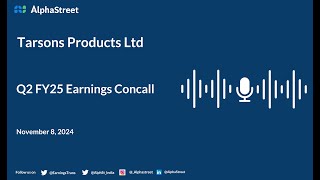 Tarsons Products Ltd Q2 FY202425 Earnings Conference Call [upl. by Beekman]