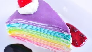 เครปเค้กสายรุ้ง Rainbow Crepe Cake l FoodTravel [upl. by Muryh]