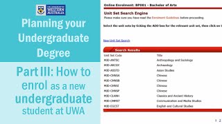 Part III How to Enrol as a New Undergraduate Student at UWA [upl. by Einned]