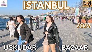 Istanbul Uskudar Seaside And Local Bazaar  March 29th 2024  UHD 4K 60FPS  Walking Tour [upl. by Yablon]