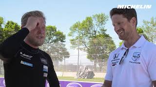 Former F1 teammates Kevin Magnussen and Romain Grosjean reunited at the 2021 Detroit Grand Prix [upl. by Michal586]