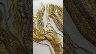 Process of Unsewn Solid sculptural goldwork embroidery on silk [upl. by Nidnerb]