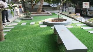 Landscaping with Natural stone and Artificial Grass in Tamilnadu [upl. by Ymassej]