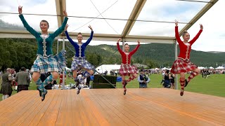 Highland Fling Scottish dance competition held during 2023 Ballater Highland Games in Scotland [upl. by Icyaj]