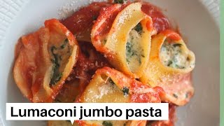 Pasta  Lumaconi ripieni with spinach and ricotta  stuffed jumbo shell pasta with ricotta amp spinach [upl. by Etteraj]