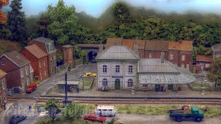 Awesome Weathered HO Scale Model Railroad SaintHilaire Railway Station in the Belgian Ardennes [upl. by Winer]