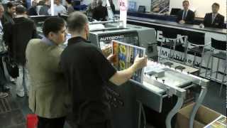 Autobond Mini 36 SD TPM with inline digital inkjet Spot UV at Drupa 2012 [upl. by Enidan]