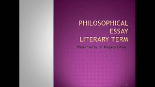 Philosophical Essay Literary Term philosophical essay literaryterm [upl. by Gore]