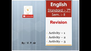 Std 7  Revision  Activity  1 2 3  Sem  2  English [upl. by Aniuqahs]