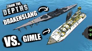 Drakenslang War Canoe vs Gimle Battleship 🐉🆚🏰 From the Depths [upl. by Lanni387]