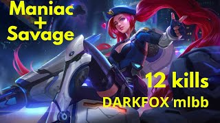 LEYLA 🥰 MANIAC  SAVAGE IN SINGLE MATCH  STEP BACK music  DARKFOX mlbb [upl. by Arlena]