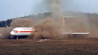 Ilyushin IL62 Landing on a Field 1989 [upl. by Sairu886]