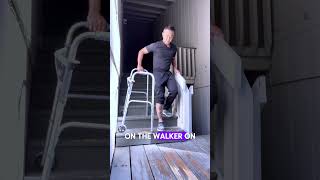 How to go up and down the STAIRS using a walker walker mobility elderlycare [upl. by Dnalkrik916]