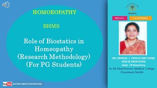 Role of Biostatic in HomeopathyResearch Methodology  For PG  BHMS  DR PAREEK ARPANA SANDEEP [upl. by Cordova]