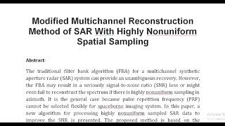 Modified Multichannel Reconstruction Method of SAR With Highly Nonuniform Spatial Sampling [upl. by Milstone]