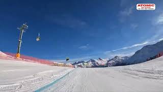 AUDI FIS Ski World Cup  St Moritz women downhill race course 2023  camera racer Nina Lehmann [upl. by Samled]