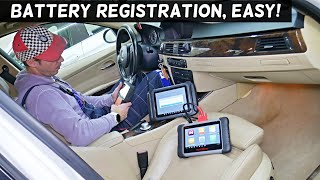 HOW TO REGISTER PROGRAM BATTERY BMW E90 E91 E92 E93 325i 328i 330i 320i 318i 316i 318d 320d 325d 330 [upl. by Hilly929]