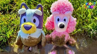 Blueys Muddy Mess  with Bluey and Coco Plush Adventures Outside [upl. by Scot938]