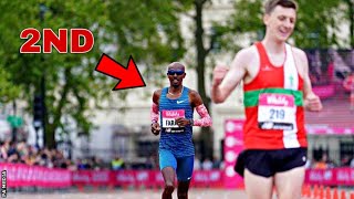 Mo Farah beaten by Elite runner Vitality 10K [upl. by Omrellug]