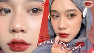 Everyday Red Lip Makeup Tutorial💋🥀 [upl. by Neltiac]