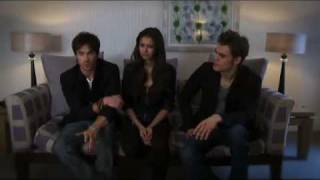 The Vampire Diaries ITV2 Interview  Nina Dobrev Paul Wesley Ian Somerhalder [upl. by Haliak]