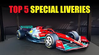 Top 5 Special F1 Liveries  Belgium Grand Prix f1 [upl. by Labanna330]