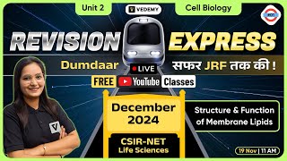 Revision Express 01  Structure amp Function of Membrane Lipid  Cell Biology  Dr Ravina Rai [upl. by Enelrak524]