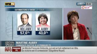 Martine Aubry reconnait la victoire de François Hollande  Le Figaro [upl. by Niwrad]