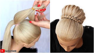 😱 Braided High Bun 😱 Wedding Prom Updo Hair Tutorial by Another Braid shorts [upl. by Piefer63]