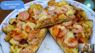 pizza roti tawar teflon  cara membuat pizza roti tawar  resep pizza roti tawar  pizza review [upl. by Obmar]