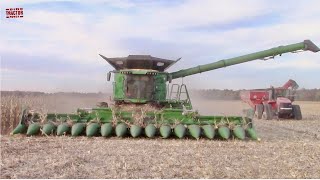 JOHN DEERE X9 1100 Combine Harvesting Corn [upl. by Redliw99]