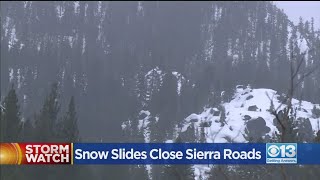 Snow Slides Close Sierra Roads [upl. by Gyasi348]