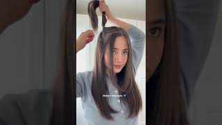 blue ribbon🦋 ribbonhairstyle ribbontutorial cutehairstyle dailyhairstyles hairtutorial [upl. by Reniti]