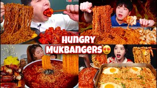 SUPER HUNGRY MUKBANGERS 😍😋🥵 NOODLES EATING MUKBANG  BLACK BEAN NOODLES  SPICY NOODLES EATING ASMR [upl. by Notterb]