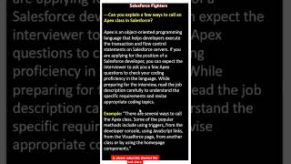 Can you explain a few ways to call an Apex class in Salesforce interview apex salesforce [upl. by Weatherby4]