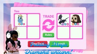 Trading MEGA NEON diamond unicorn in Adopt me [upl. by Alacim358]