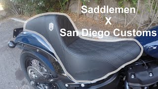 New Saddlemen Seat for the Street Bob SAN DIEGO CUSTOMS [upl. by Kina]