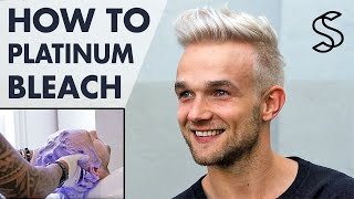 Platinum blonde hair for men  how to bleach mens hair  Silver Fox hair [upl. by Powell418]